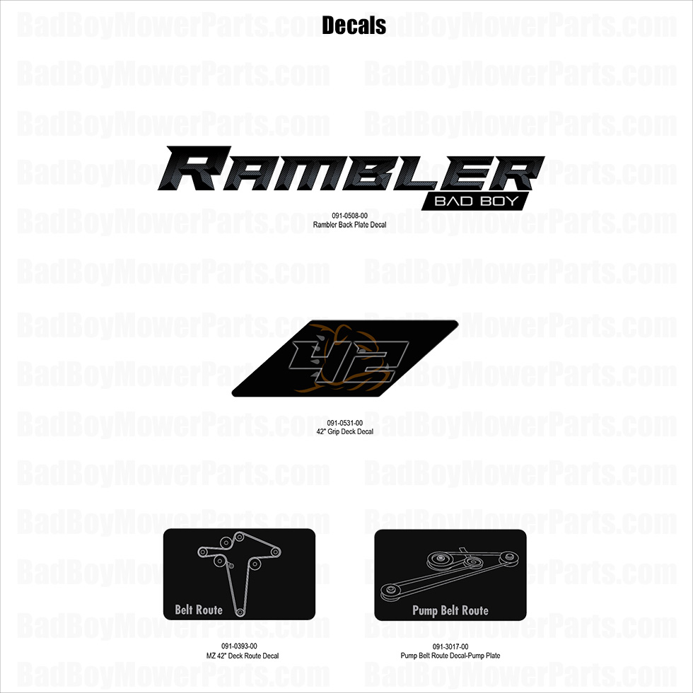 3786 - Bad Boy Mower Parts Lookup > 2025 > MZ Rambler > Decals - 2